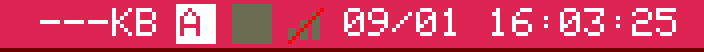 The right of the menu bar, enlarged: free RAM, the kana indicator, the BLE cell, the Wi-Fi bars and the clock