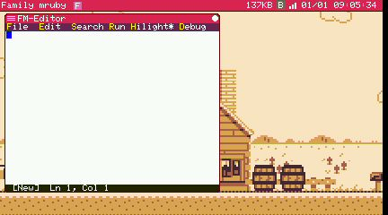 FM-Editor, with the Debug menu in its menu bar